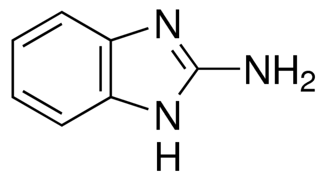  2-Aminobenzimidazole2-آمینوبنزیمیدازولمترادف1H-Benzimidazol-2-amineشماره محصول: 171778شماره CAS: 934-32-7فرمول: C7H7N3وزن فرمول: 133.15 گرم در مولنقطه ذوب228-232 درجه________________________________________________________________________ظاهر (رنگ) سفید تا نارنجی یا قهوه ایظاهر (فرم) پودر، کریستال، پودر کریستالی و/یا تکه هاخلوص (تیتراسیون با HClO4) 96.5 - 103.5mp226-230 °C (lit.) 