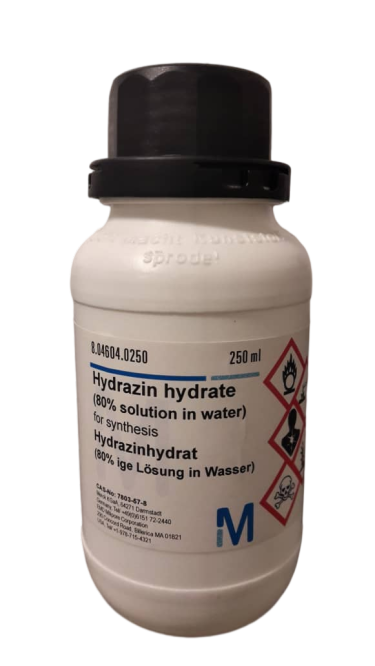  هیدرازین هیدرات (محلول 80٪ در آب)Hydrazin hydrate (80% solution in water)کد:804604CAS:7803-57-8شرایط نگهداریدر دمای +15 تا +25 درجه سانتی گراد نگهداری شود.سطح کیفیت200فشار بخار13 hPa (20 درجه سانتی گراد)دمای احتراق خودکار310 درجه سانتی گرادمنفجر کردن لیم4.7-99 ((v/v) به ماده خالص اشاره دارد)pH10.6-10.7 (20 درجه سانتی گراد، 10 گرم/لیتر در H2O)bp117-119 درجه سانتی گراد/1013 ساعت بر ساعتmp-60 درجه سانتی گرادچگالی1.02 گرم در سانتی متر مکعب در دمای 20 درجه سانتی گراددمای ذخیره سازی15-25 درجه سانتی گراد 